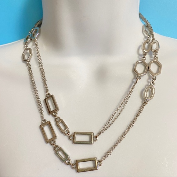 ANN TAYLOR Silvertone Chain Long Necklace - Picture 3 of 9